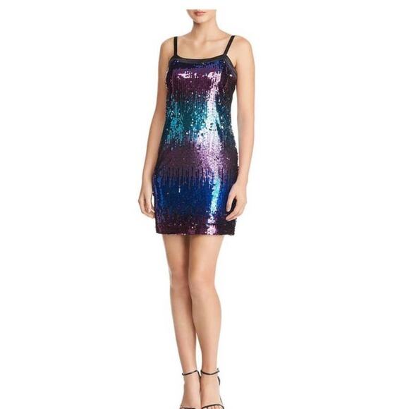 Laundry by Shelli Segal Purple Blue Sequin Sheath Mini Strap Dress Size 2 NWT - Picture 10 of 10